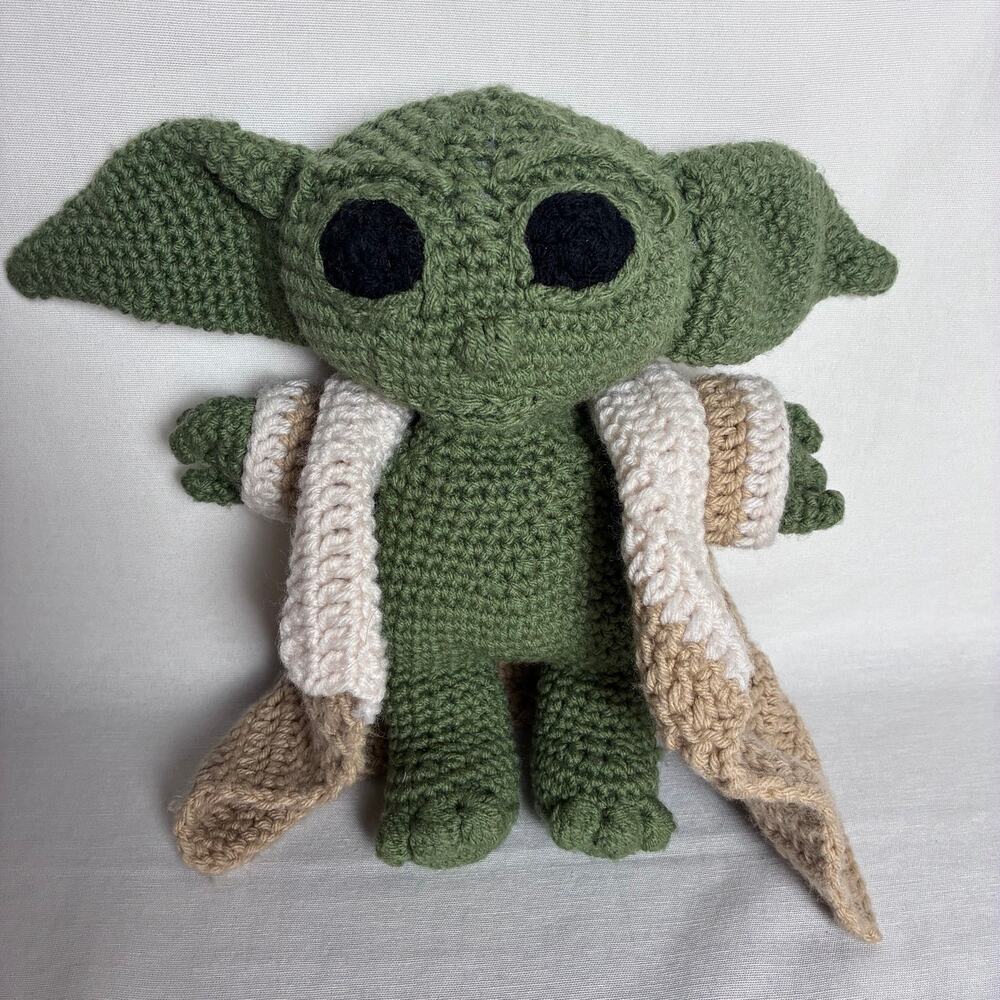 Handmade Crochet Grogu Baby Yoda 12 Inch Amigurumi Plush Doll Removable Robe